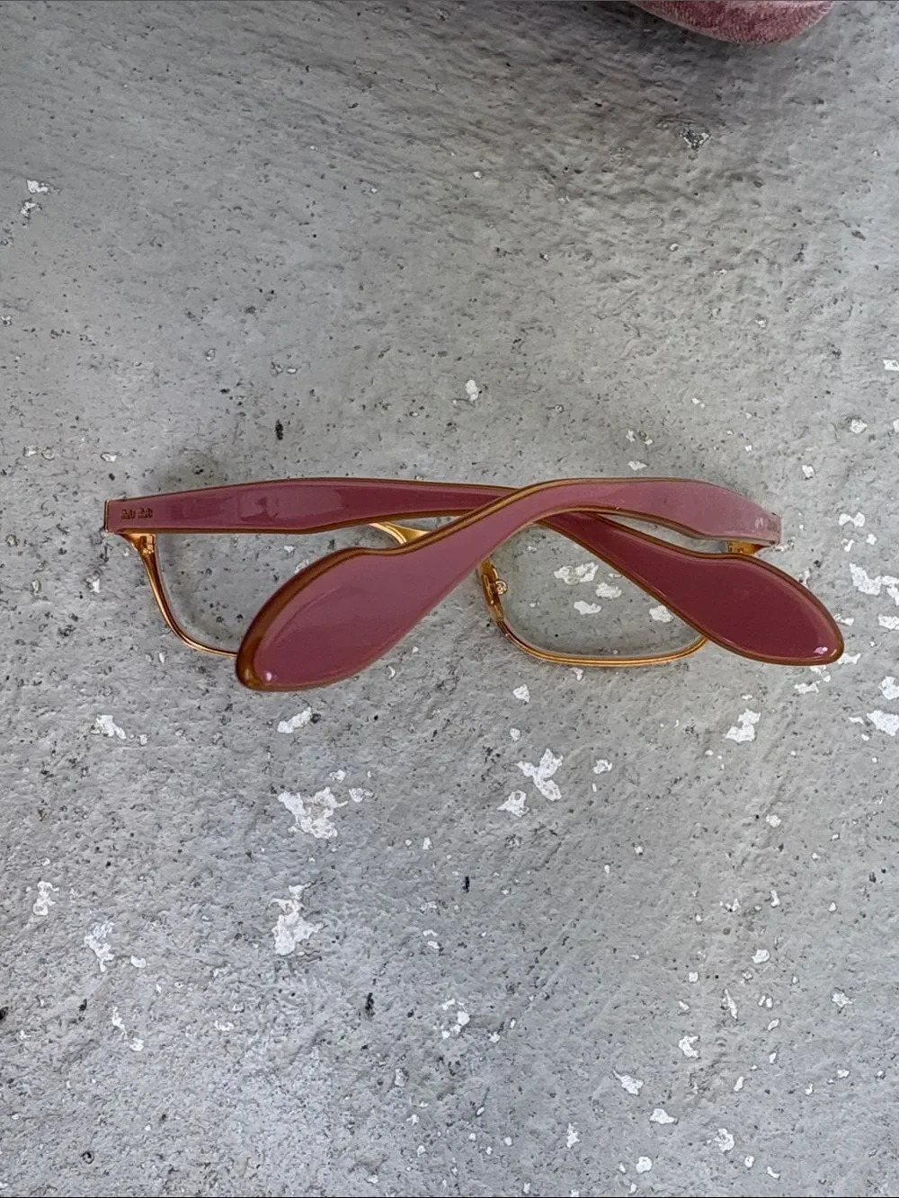 Miu Miu brushed bronze rectangular frame eyeglasses